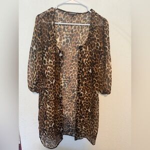 Express Animal Print Sheer Cover-Up